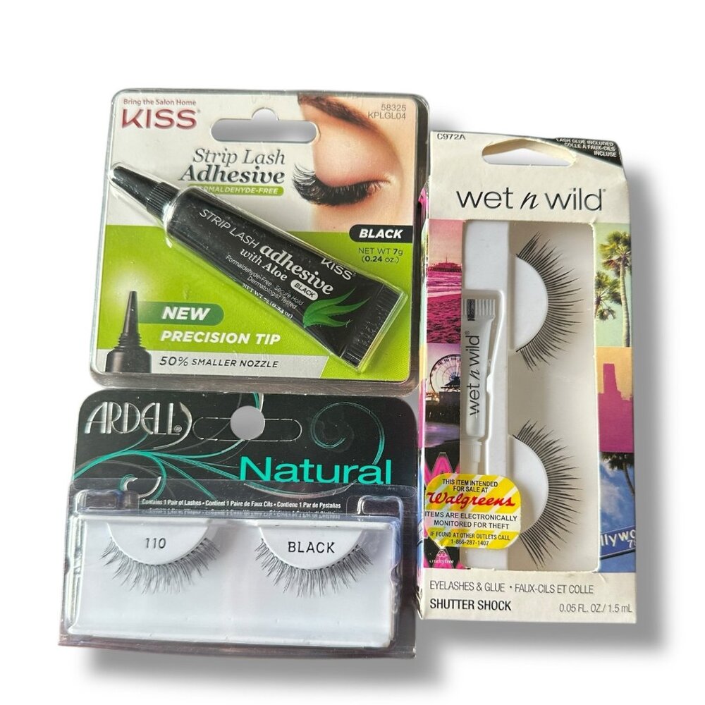 Bundle False Lashes and‎ Glue 2 Pairs Ardell Wet n Wild Kiss